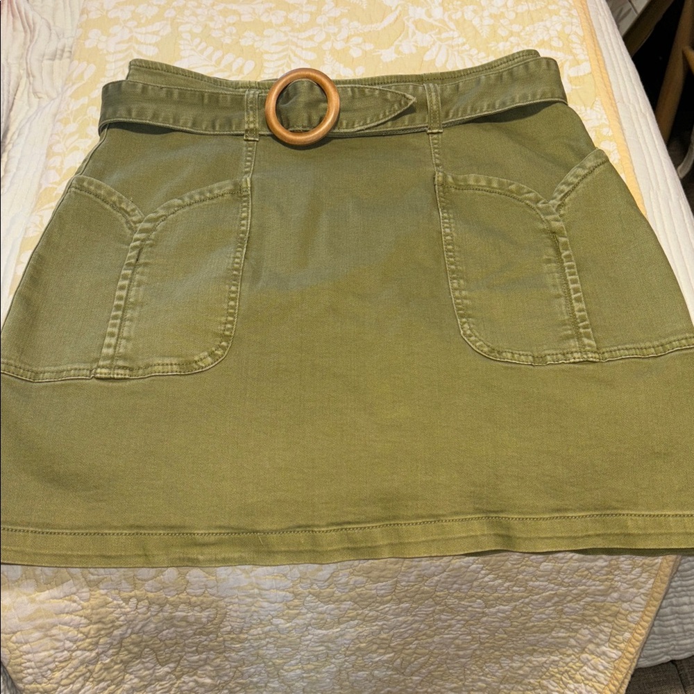 Pilcro and the Letterpress Olive Green Skirt